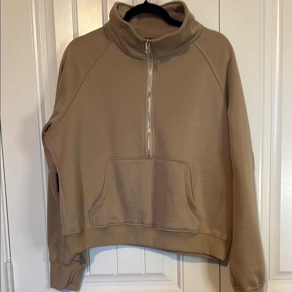 Tan Women's Half-Zip Pullover XL